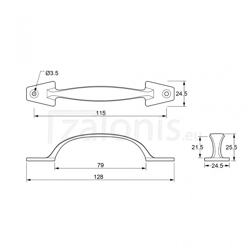 HANDLE WITH EXTERNAL SCREWS 115 / CHROME